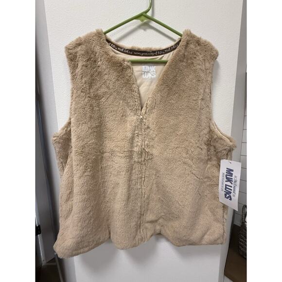 Muk Luks Vest Faux Fur Size XL‎ Beige With Tags - Picture 1 of 10